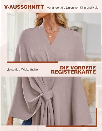 Poncho de punto para mujer capa cómoda que estiliza la silueta con solapa 4