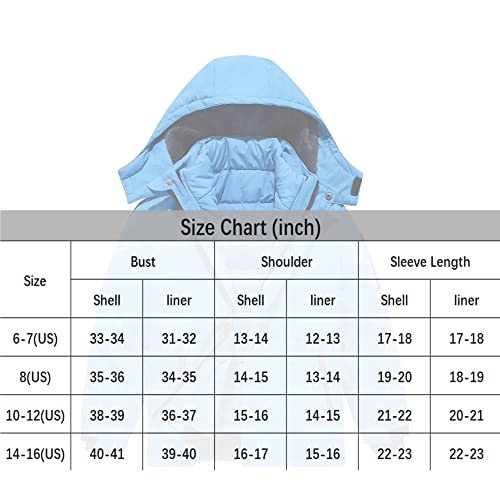 Ggleaf Boy's 3 In 1 Waterproof Ski Jacket Warm Winter Snow Coat Hooded Fleece Raincoats Blue 8 #TOP6