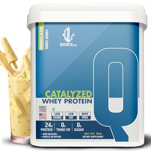 Image of QUENCHLABZ CATALYZED WHEY PROTEIN | 24g Protein per Serving | Zero Sugar, Low Carb, Low Fat | Supports Muscle Growth & Recovery | Protein Powder for Men & Women | 4KG Kulfi Flavor
