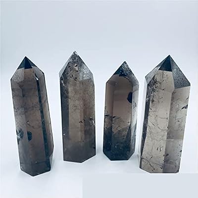 BAYDE Gift 1PCS Natural Tea Crystal Pillar Single Hexagonal Smoke Smoked Column Stone YICHENGYIN (Size : 7-8cm)