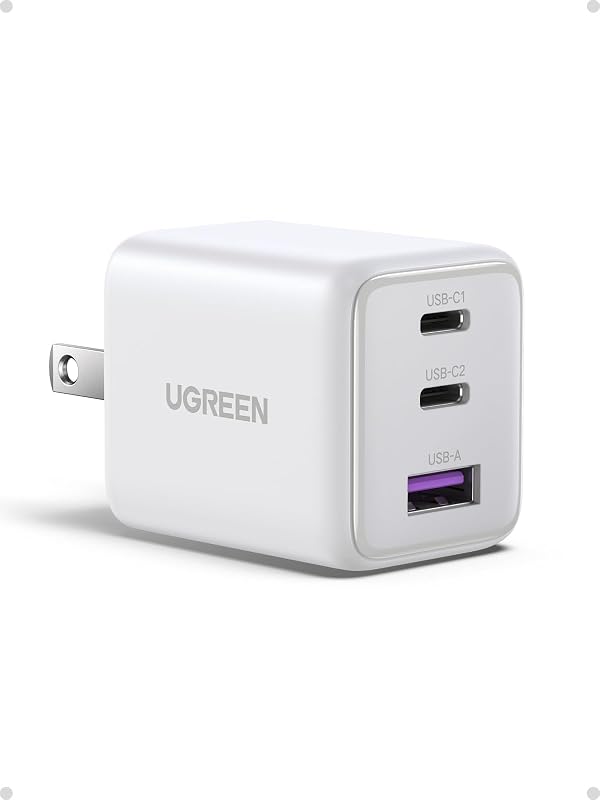 UGREEN Bloque de cargador USB C de 3 puertos y 30 W, carga rápida GaN II tipo C, blanco | 2 USB-C y 1 USB-A, tamaño compacto, protección múltiple, para iPhone 17/16/15, Galaxy S26/S25, iPad, MacBook Neo/Air