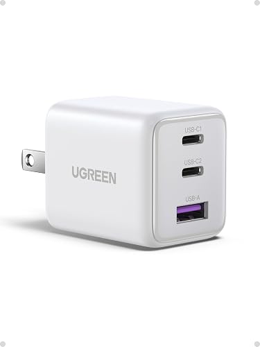 UGREEN 3-Port 30W USB C Charger Block, GaN II Type C Fast Charging, White