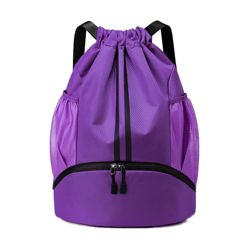 Image of JELUTAR Drawstring Backpack Gym Bag with Shoes Compartment, Purple