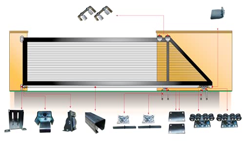 BENINCA HI-MOTIONS Slide Gate Truck Assembly kit Medium of 27ft Track (3 Pieces of 9ft) Concrete Slab Mount Cantilever Gate Truck Assemblies Sliding Gate