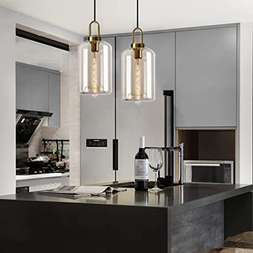 Lustre en verre soufflé ambré dore de qualité artisanale loft