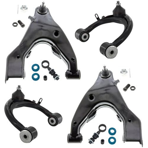 Detroit Axle - 6pc Front End Control Arms Kit for Toyota 1998-2007 Land Cruiser Lexus LX470, 4 Lower Upper Control Arms with Ball Joints 2 Sway Bars 1999 2000 2001 2002 2003 2004 2005 2006 Replacement