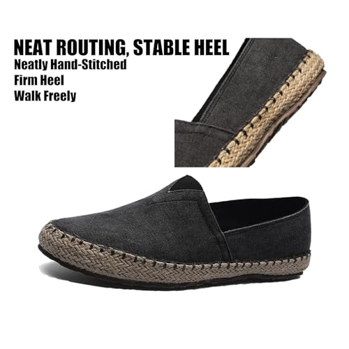 Men's Canvas Slip On Espadrille Loafer,Simple Leisure Walking Sneakers Moccasins Boat Shoes Comfortable Breathable Flats Driving Shoes4