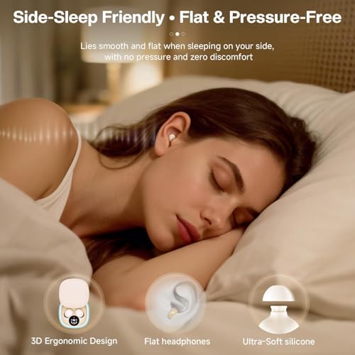 Image of Xmenha Low Profile Tiny Discreet Hidden Earbuds for Work Sleep Small Mini Invisible Earbuds Wireless Bluetooth for Small Ears Sleeping Invisible Ear Buds Headphones Black