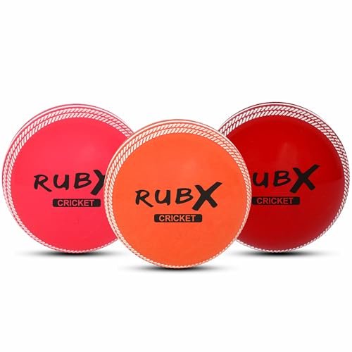 Image of RUBX PVC T-20 Practice Cricket Wind Balls 110g Pack of 3, Standard Size, Suitable for Training & Casual Play (Multicolor 2)