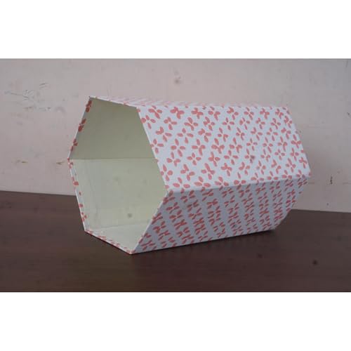Image of Floral Hand Block Printed 3.3 Gallon Decorative Waste Basket - Eco-Friendly Cardboard Trash Can, Plastic-Free & Sustainable, Perfect for Christmas and Housewarming Gifts (1, Pink DOT)