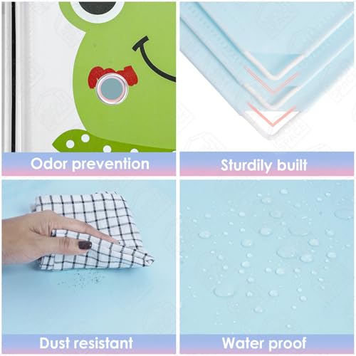 Image of ABOUT SPACE Plastic Kids Wardrobe - DIY 8 Cube Kids Almirah with Cartoon Door, Side Hanger, Cloth Hanger, Door Magnet & Hamer - Collapsible Organizer| Storage for Baby Clothes Boys Girls - Blue