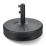 HealSmart 50Lbs Durable Fillable Outdoor Patio Umbrella Base Heavy Duty Stand for Lawn, Deck, Poolside, Black