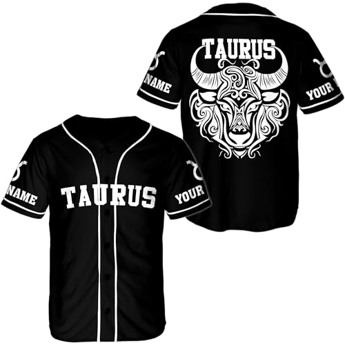 Generic Camelliaa Shop Personalized Taurus Zodiac Horoscope Star Sign Baseball Jersey XS-5XL, Taurus Zodiac Baseball Jersey Shirt, Birthday Shirt, Small