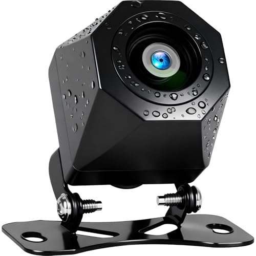 CAMECHO Cámara de Visión Trasera para Coche, 130° Gran Angular, 1280 * 720P HD, IP68 Impermeable, Visión Nocturna,12V Universal para Todos los vehículos