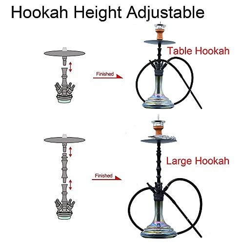 Shisha Set 29" Aluminium Shisha Kit mit stabilem Glastank Silikon Shisha Schlauch Ton Shisha Schüssel 4 Schlauchadapter für besseren Rauchgenuss – Bild 3