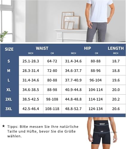 Gotoly Shapewear Boxershorts voor heren, buikweg, onderbroek, hoge taille, compressieshorts, figuurvormend ondergoed, onderbroeken voor mannen, buikcontrole, body shaper, zwart, 3XL