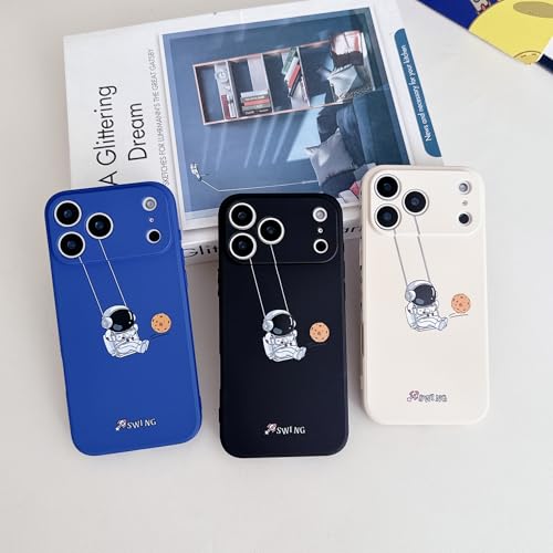Yonds Queen for iPhone 17 Pro Max Cute Case, Cool Cartoon Swing Astronaut Planet Moon Design Stylish TPU Bumper Shockproof Anti-Slip Protector Fashion Case (Black Planet, iPhone 17 Pro Max) by Yonds Queen - Image 6