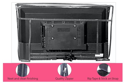 Image of The Furnishing Tree 40 Inch Waterproof & Dustproof PVC LED TV Cover - Universal Fit for All Brands, Dimensions of the Cover WxHxD In Inches: ( 37x22.5x3 ), Transparent
