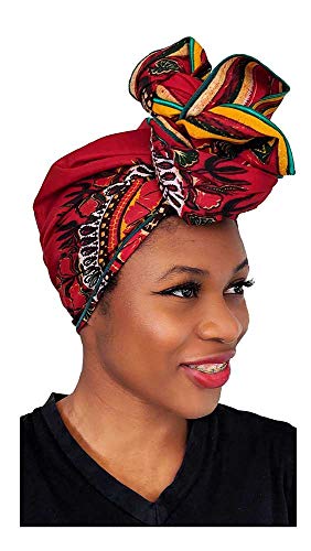 Dupsie's Red Dashiki African Print Multicolor Head wrap2