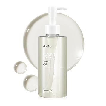 starlike Black Pore Vita Peptide Cleansing Oil I Jojoba 5%, AHA & LHA I Oil Cleanser for Face I Deep Cleansing Makeup Remover I Targets Clogging Blackheads I Korean Skincare I 6.76 Fl oz 200ml