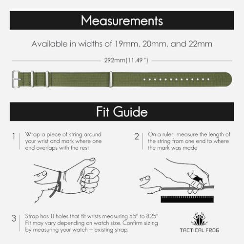 Image of TACTICAL FROG Nylon Watch Band 18mm 19 mm 20mm 22 mm 24 mm, Waterproof Military Watch Straps Replacement for Men Women, With Stainless Steel Buckle