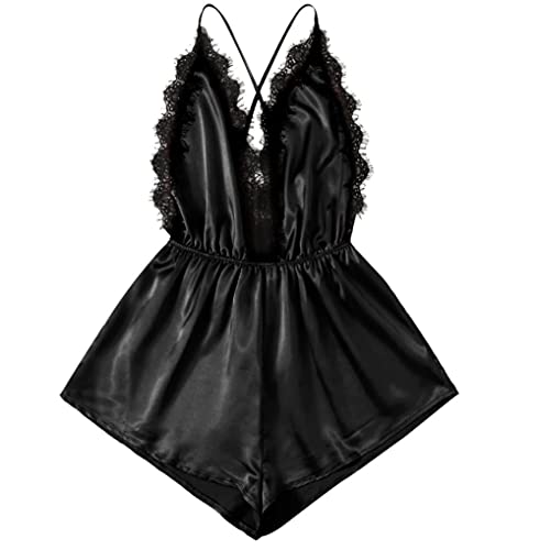 Chemise de nuit en satin de soie et maille pour femme lingerie chic