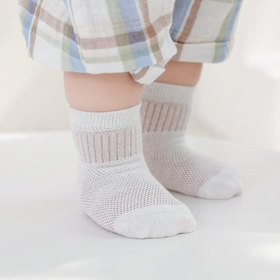 Miniatura 6 de Calcetines para bebé, niña, niño, de malla fina, calcetines tobilleros para bebés, calcetines de tobillo Pointelle con ojales, 4 pares