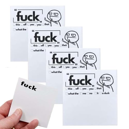 REYROB 4 Set of 200 Funny Sticky Note, Fuck Black Sticky Notes, What The Fuck Sticky Pad, Snarky Novelty Office Supplies for Friends Co-Workers Boss (Fuck)