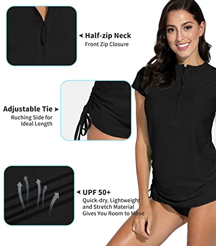 Spadehill Rash Guard For Womens Short Sleeve Rashguard Uv Protection Upf 50+ Surf Suit Black L #TOP5
