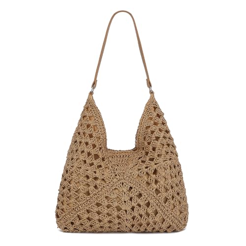 Straw Beach Tote Bag for Women Raffia Crochet Purse Large Summer Hobo Woven Shoulder Handbag for Vacation