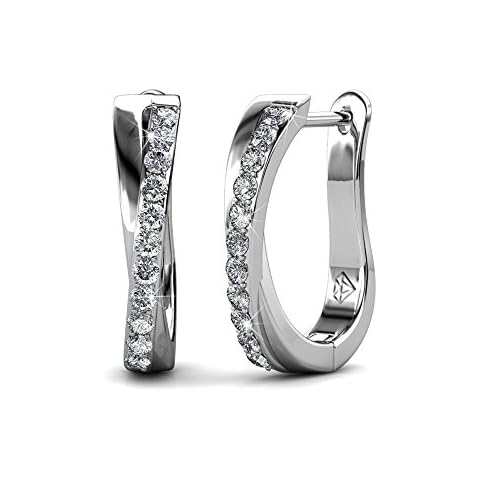 Cate & Chloe Amaya 18k Plated Hoop Earrings For Women | Twisted Earring Set With Round Cut Cubic Zirconia Simulated Diamond Crystals | Hoop Earrings For Women Cover