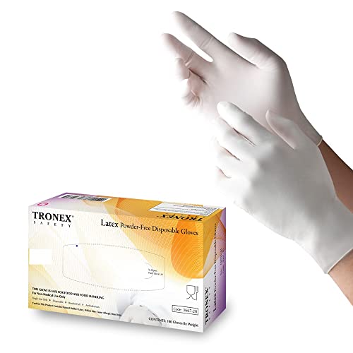TRONEX 3667 Rubber Latex Disposable Glove, General Purpose, Food Preparation, Non Medical, Fully Textured, Powder Free, Natural Color, Small, Case of 1000