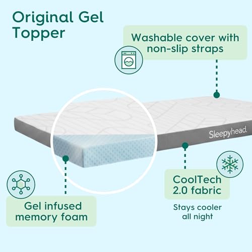 Image of Sleepyhead Twin Mattress Topper 3 Inch for College Dorm, Cooling Gel Memory Foam, Pressure Relief, Removable Washable Cover, CertiPUR-US Certified (Twin 3 inch)