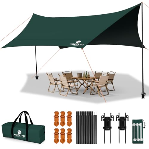 Camping Tarp with Poles & Retainer, 15x12.5FT Large...
