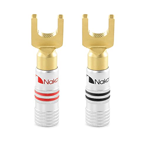 Nakamichi Excel シリーズ 24K 金メッキ Banana Plugs バナナ プラグ 12 AWG - 18 AWG ゲージ サイズ 4 mm スピーカー アンプ Hi-Fi AV ステレオ ホームシアター オーディオ ワイヤー ケーブル