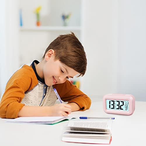 Vicloon Digital Alarm Clock Bedside, LED Display Clocks with Adjustable Snooze 12/24Hr,Temperature, Date,Timer, Light control Portable Alarm clocks for Bedroom Home Office KitchenPink