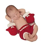 Newborn Photography Prop Crochet Baby Boxer Outfit Knit Baby Photo Prop Costume Boxing Trunks Set...
