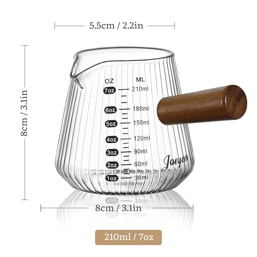 Vaso medidor para espresso vidrio 210 ml con asa de madera miniatura 2