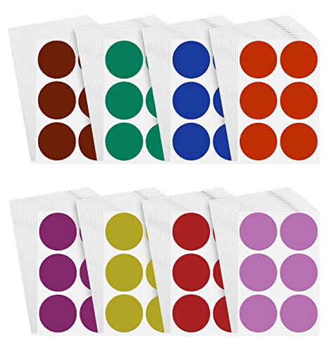 Royal Green Round 2 inch Sticker 50mm dot Labels Colored Circles - 8 Colors - 384 Pack