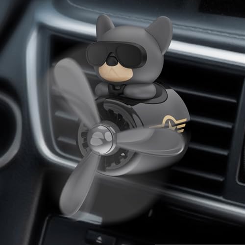 Image of 2 Pcs Pilot Car Air Freshener, Cute Duck Car Vent Clip Air Freshener Automotive Air Outlet Fan Diffuser, Automotive Interiors Vent Decoration (Dog+Bear)