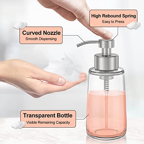 Babyelf Glass Foaming Soap Dispenser For Bathroom With Rust Proof Stainless Steel Pump, Refillable Foam Hand Soap Dispenser Clear Bottle For Dish Soap, Shampoo For Kitchen, Countertop (15.2Oz/450Ml) #TOP3