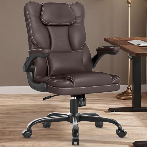 Ergonomic Office Chair Flip Up Arms Lumbar Support Home Desk Swivel Chair