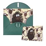 Tarjetas con sobres, diseño de ovejas blancas y negras para todas las ocasiones, tarjeta de condolencias en blanco, tarjeta de agradecimiento para invitaciones de boda, fiesta de cumpleaños