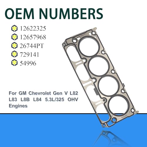 Image of 5-Layer MLS Cylinder Head Gaskets 2PCS for GM Chevrolet Silverado 1500 LTD Suburban Tahoe GMC Sierra 1500 Limited Yukon Yukon XL 5.3L 325ci 2014-2022, V8 L82 L83 L8B L84 L87 L96 OHV Gas Flex