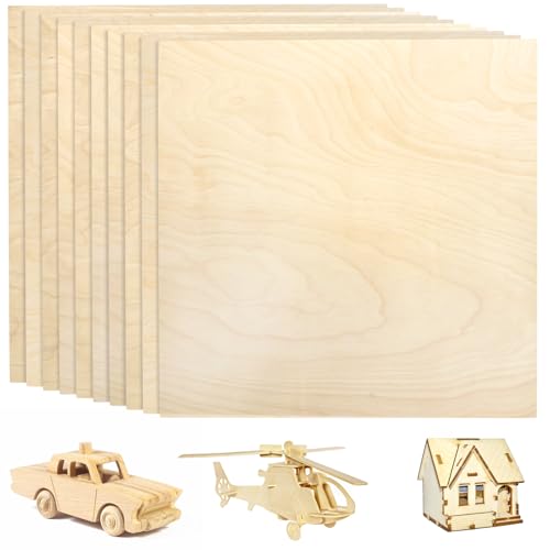 Yarlung 10 Pack Baltic Birch Plywood, 11.8 x 11.8 x 1/4 Inch Baltic Birch Wood Sheets, 6mm Unfinished Wood Board for Crafts, Lasers, Models, Painting, Wood Engraving