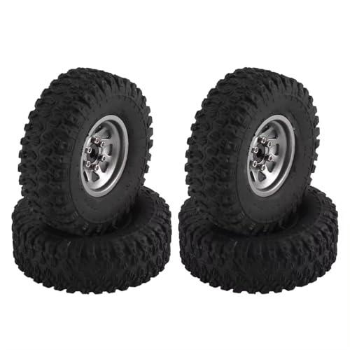 RC�J�[�^�C�� For Axial For SCX24 AX24 For TRX4M For FMS 1/18 1/24 RC �N���[���[ �J�[�p�[�c ���^�� 1.0" �r�[�h���b�N �f�B�[�v�f�B�b�V�� �z�C�[�� �^�C�� �Z�b�g 4��(Gray)