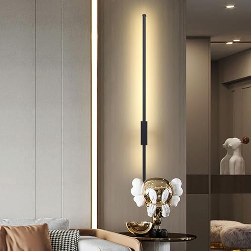 Apliques de pared interior LED negro de líneas largas para luz de pasillos 1
