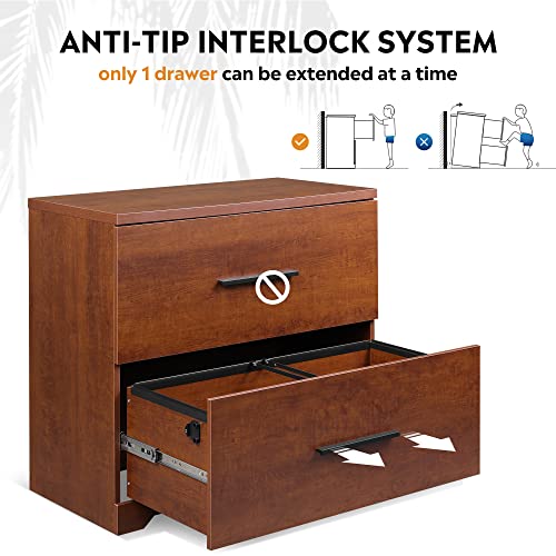 Devaise 2 Drawer Wood Lateral File Cabinet With Anti-Tilt Mechanism, Storage Filing Cabinet For Home Office, Walnut #TOP4