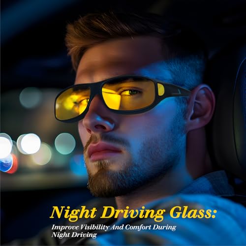 Bio-th Night Vision Driving Glasses Fit Over Glasses for Men Women,Wrap-Around Glasses With UV Protection,Cycling Golf2