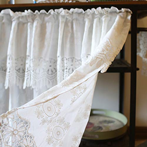 Cortina de media ventana vctops en algodón premium bordado floral 4